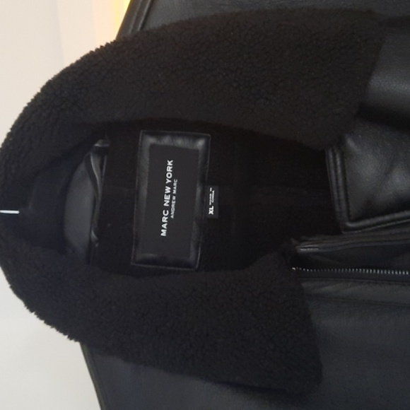 Like New Andrew Marc Faux Shearling Leather Moto Jacket - Picture 7 of 11